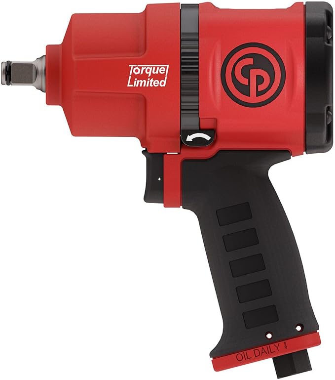 Chicago Pneumatic CP7748TL - 1/2 Inch Air Impact Wrench, Torque Limited, Pistol Handle, Max Torque Reverse Output 960 ft.lbs / 1300 Nm - 7000 RPM, Twin Hammer
