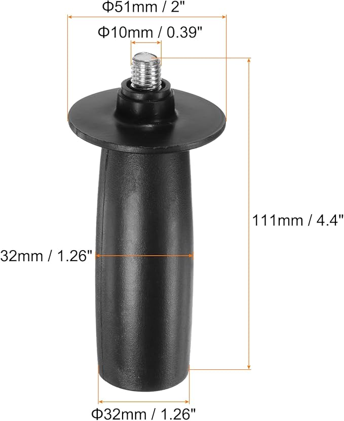 HARFINGTON 2pcs Angle Grinder Side Handle 10mm Thread 111mm Length Plastic Angle Grinder Handle Replacement Auxiliary Sander Handle Tool