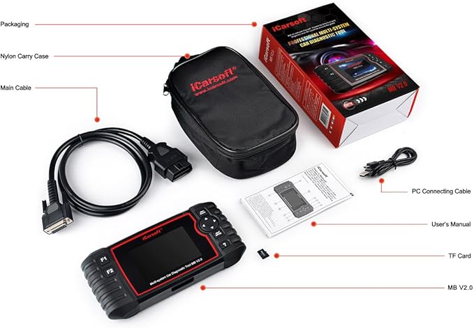 Diagnostic Scanner iCarsoft MB V2.0 Compatible for Mercedes-Benz/Sprinter/Smart, ABS SRS Oil BLD INJ