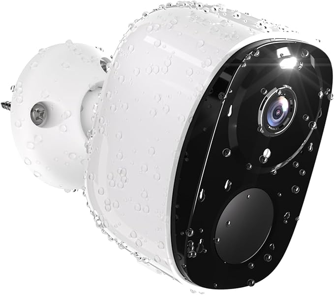 Security Cameras Wireless Outdoor, 2K Battery Powered Camera, WiFi Home Indoor Camera with Color Night Vision, Spotlight, Siren, AI Detection, Cloud/SD, 2 Way Audio, No Monthly Fee, Works Alexa White