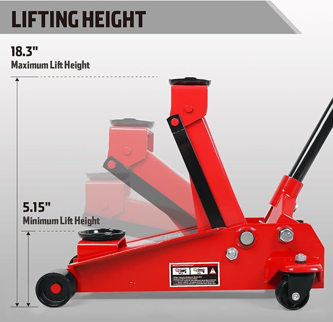 Floor Jack 3 Ton Capacity Fast Lift Service Jack Steel Heavy Duty Hydraulic Car Jack