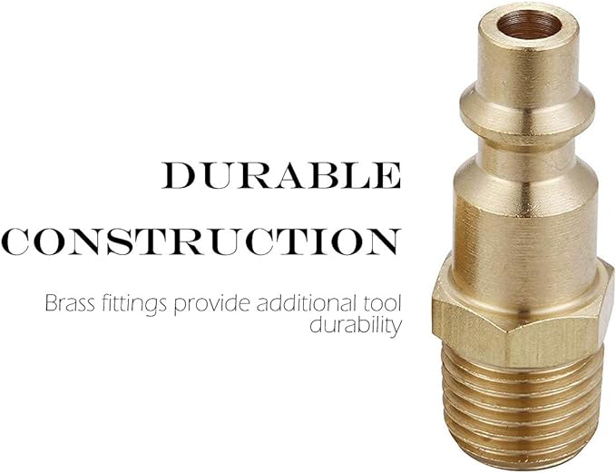 Air Hose Fittings And Air Coupler Plug, Air Compressor Quick-Connect MNPT Male Plug Kit (Industrial Type D, 1/4-Inch NPT Male Thread, Solid Brass, 2 Piece)