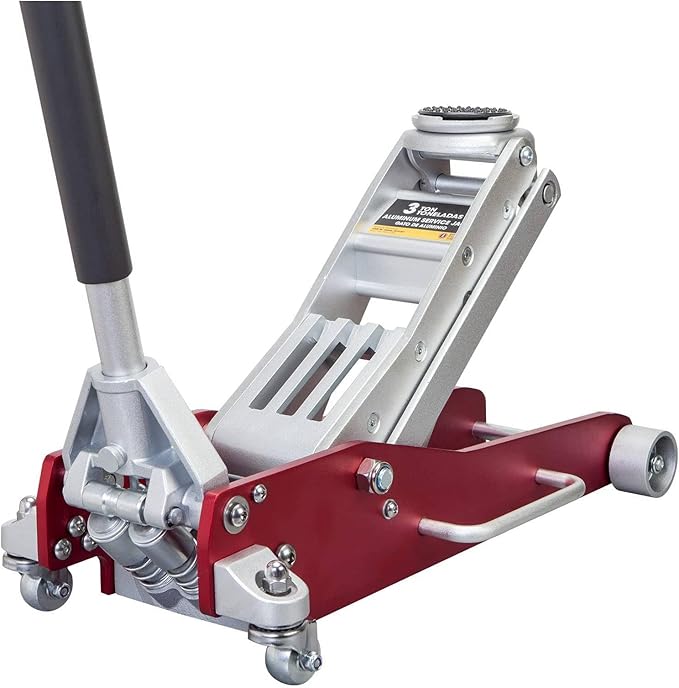 BIG RED AT830003XLR-1 Torin Low Profile Aluminum Floor Jack with Double Quick Lift Pump, 3 Ton (6,000 lb.) Capacity, Red