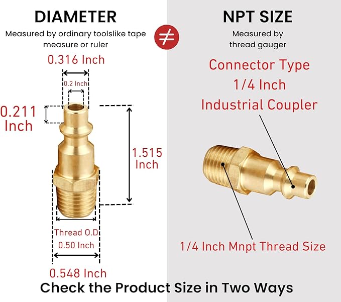 Air Hose Fittings, (28 Piece) Quick Connect Air Compressor Accessories Kit, Brass Industrial Air Coupler and Plug Kit - 1/4 Inch NPT Fittings