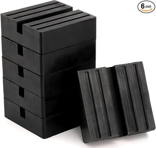 Yesland 6 Pack Universal Floor Jack Rubber Pad - Square Slotted Frame Jack Pad Adapter Black Anti-Slip Rail Pinch Weld Adapter for Car Lift, 3 Inch