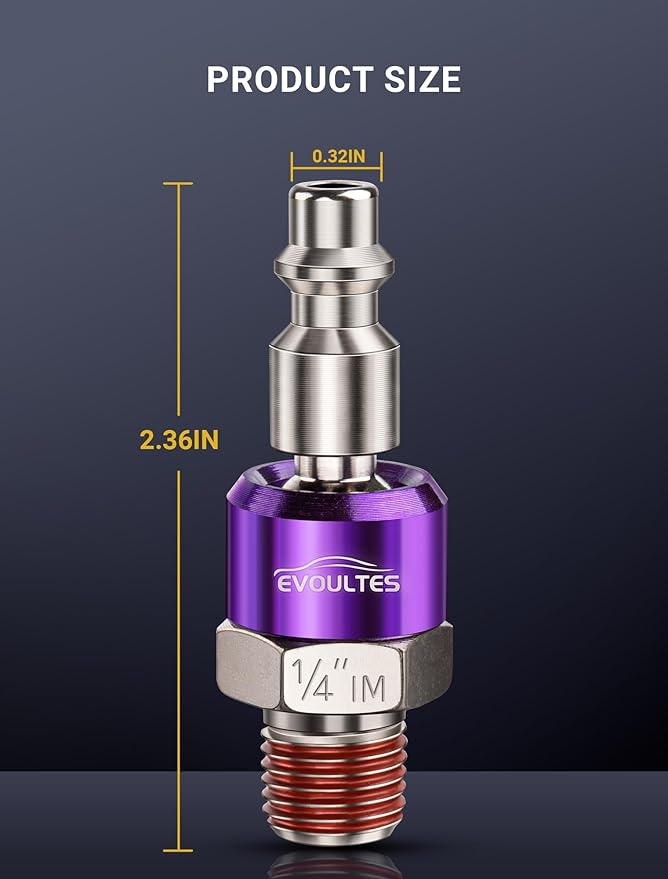 2-Pack 1/4 Inch NPT Air Fittings, 360° Swivel Male Quick Plug Air Hose Fittings w/Sealant, Industrial Air Tool Swivel Air Hose Connector for Air Compressor Accessories