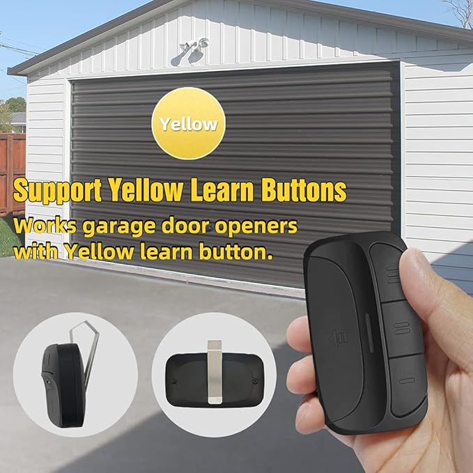 Garage Door Remote Control ONLY Replacement Chamberlain LiftMaster Craftsman has Yellow Learn Button on Opener,with Security+ 2.0 and 310/315/390Mhz,Support 3 Door Openers in a Remote