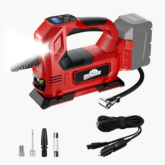 Cordless Tire Inflator Air Compressor for Milwaukee M18 Battery, 150PSI Portable LED Light Handheld Air Pump with Digital Pressure Gauge for Cars Motorcycles Bikes Sport Balls(Battery Not Included)