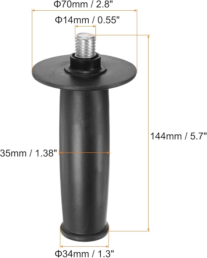 HARFINGTON 2pcs Angle Grinder Side Handle 14mm Thread 141mm Length Plastic Angle Grinder Handle Replacement Auxiliary Sander Handle Tool
