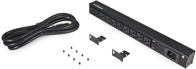 StarTech.com 10 Outlet Rack Mount Power Strip 125V/16 Amp - 1U Horizontal 19" Rackmount PDU - NEMA 5-20P Input - 10x NEMA 5-15/20R Outlets - Rack Mount PDU - UL Listed - 8ft Power Cord (RKPW101920)