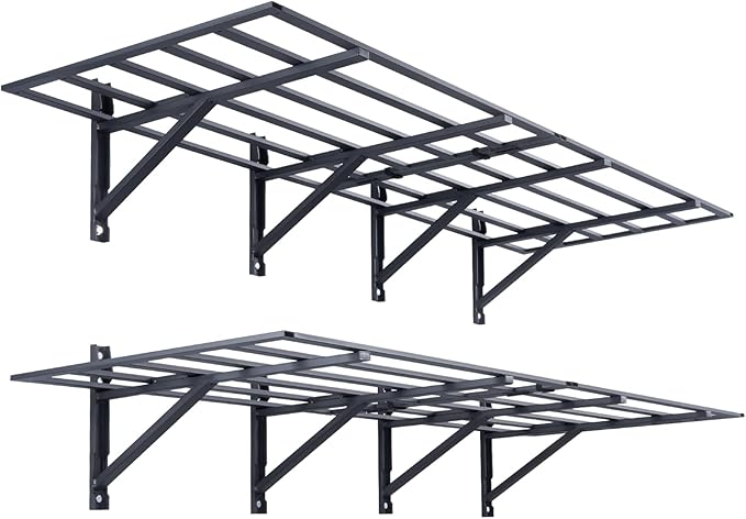 VEVOR Garage Shelving Wall Mounted, 2 x 6 ft Heavy Duty Garage Wall Shelves, 1600 lbs Load Capacity Garage Storage Rack Floating Shelves, 2 Pack, Suitable for Shop, Shed, Garage Storage, Black