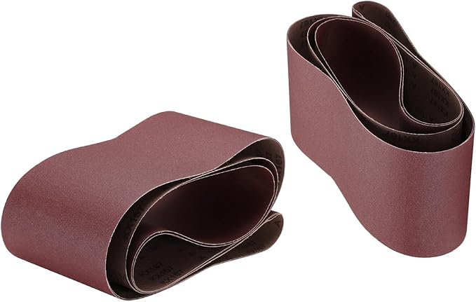 uxcell 2pcs 6" x 89" Sanding Belts 180 Grits Aluminum Oxide Abrasive Belt Sander Paper Sanding Papers for Metal Wood Grinding Polishing, Reddish Brown
