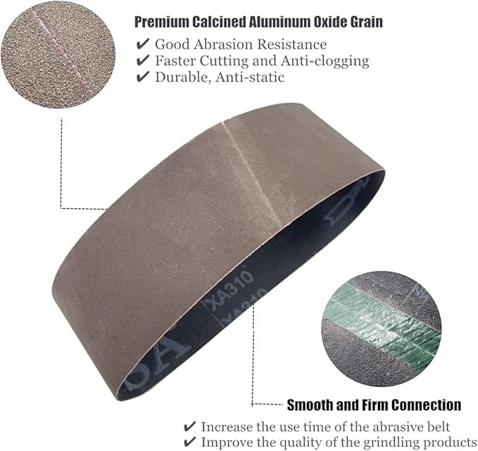 3 x 21 Belt Sanders Sanding Belts (6 Each of 40 60 80 120 Grits) for Woodworking, Aluminum Oxide Belt Sander Sandpaper, 24 Pack