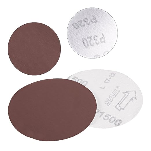 uxcell 50Pcs 4 Inch Hook and Loop Sanding Disc 1500 Grits Flocking Sandpaper for Random Orbit Sander Brown