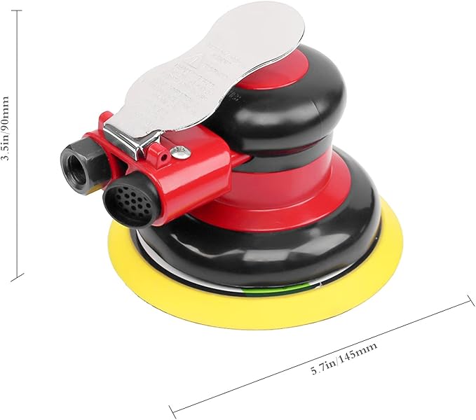 Professional Air Random Orbital Palm Sander, Heavy Duty Dual Action Pneumatic Sander with 1pc Backing Plate (5 inch)