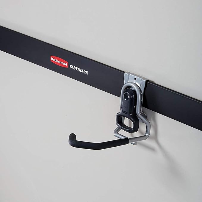 Rubbermaid FastTrack Garage Organization System, Vertical Bike Hook, Black, Holds up to 50 Pounds, Wall Mount and Heavy Duty Garage Hanger for Bike Storage