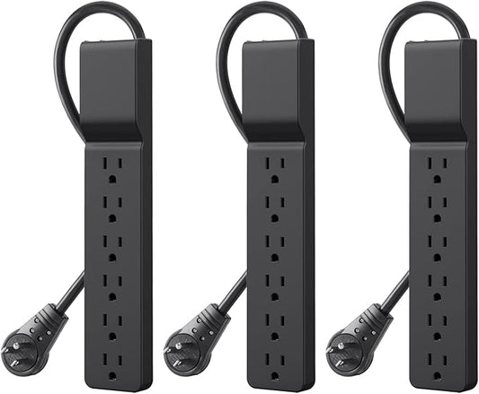 Belkin Power Strip Surge Protector with 6 AC Multiple Outlets - Flat Rotating Plug, 6 ft Long Heavy-Duty Extension Cord for Home, Office, Travel, Computer Desktop & Charging Brick (600 Joules) 3PK