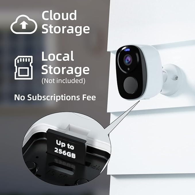 Security Cameras Wireless Outdoor, 2K Battery Powered Camera, WiFi Home Indoor Camera with Color Night Vision, Spotlight, Siren, AI Detection, Cloud/SD, 2 Way Audio, No Monthly Fee, Works Alexa White