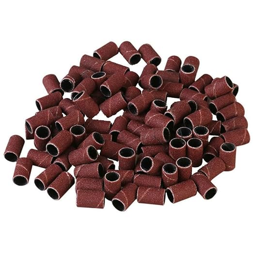 100 Pieces Sanding Bands Sleeves Drum Sander Set 180 Grit Sanding Drum Sand Bands Shank Rotary Tool Kit with 2 Mandrels