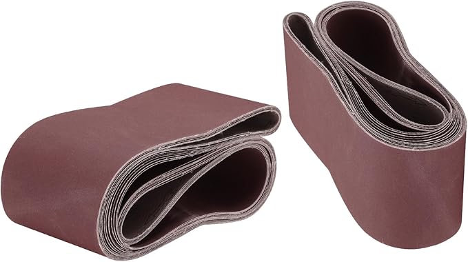 uxcell 10pcs 6" x 89" Sanding Belts 320 Grits Aluminum Oxide Abrasive Belt Sander Paper Sanding Papers for Metal Wood Grinding Polishing, Reddish Brown