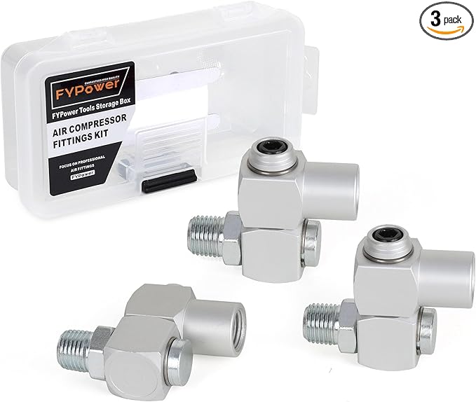 Air Hose Fittings, 3 Pieces 360 Degree Swivel Air Hose Connectors, 1/4" NPT Male and Female Threads Air Fittings