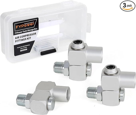 Air Hose Fittings, 3 Pieces 360 Degree Swivel Air Hose Connectors, 1/4" NPT Male and Female Threads Air Fittings