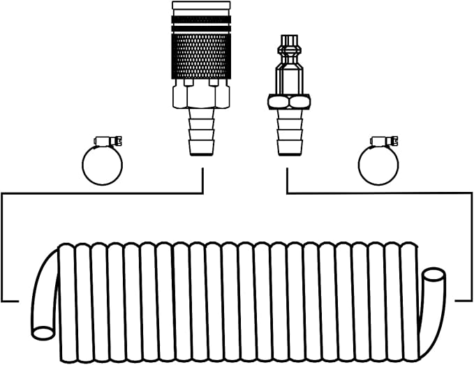Air Coupler with 3/8 Hose Barb, Industrial M-Type, 1/4 Inch Body Size, Brass Material, 10 Pieces Air Compressor Hose Fittings