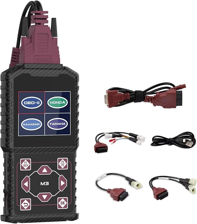 Motorcycle Diagnostic Tool,OBDII Motorcycle Fault Code Readers Scan Tools with Quick Test & Actuation Tests Motorcycle Scan Tool Compatible for Yamaha 2/3/4P Honda Kawasaki 4-6P OBDII