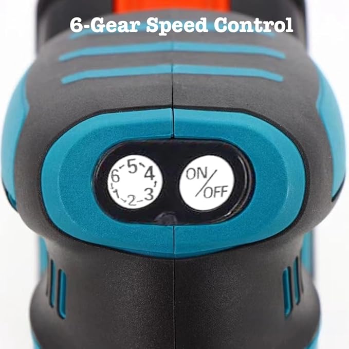 Random Orbit Sander, 5'' Cordless Orbital Sander, Brushless Palm Sander Fit for Makita 18V Battery & Others, 6 Speed Max. 24000RPM, Hook & Loop, Dust Collector