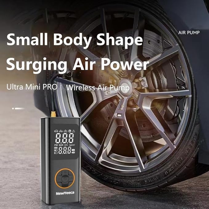 Cordless Tire Inflator Portable Electric Air Compressor, Tire Inflator Air Pump, 150 PSI Tire Pump Gauge with Digital Tire Pressure Detection for Car Tires/Motorcycle Tires/Bicycle Tires/Balls