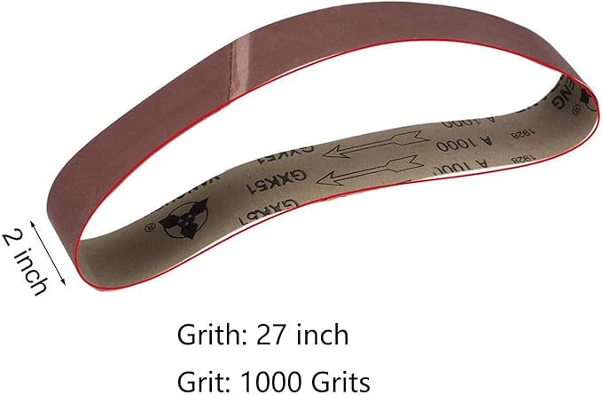 4 Pack 2 x 27 inch Sanding Belts 1000 Grit Sanding Paper, Aluminum Oxide Abrasive Sander Belts for Metal Grinding Woodworking