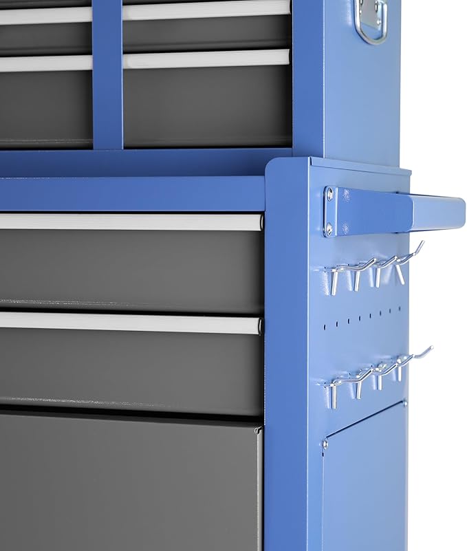 Rolling Tool Chest with Wheels 8 Drawers Assembled Tool Cabinet Combo with Drawers Detachable Organizer Tool Chests Mobile Lockable Tool Box for Workshop Mechanics Garage, Blue+Grey