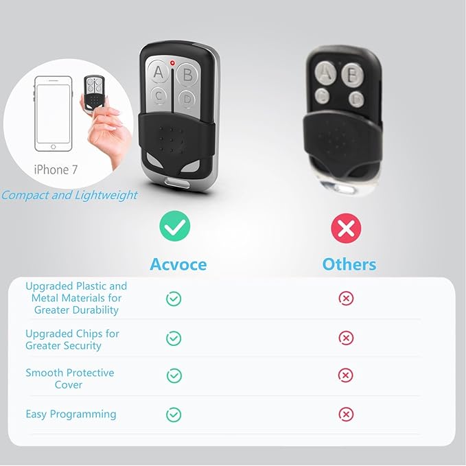 Garage Door Opener Remote, Compatible with Liftmaster Chamberlain Craftsman Opener with Purple Yellow Red Orange Green Learn Button, Universal for 893MAX 893LM 891LM 890MAX, Keychain Type