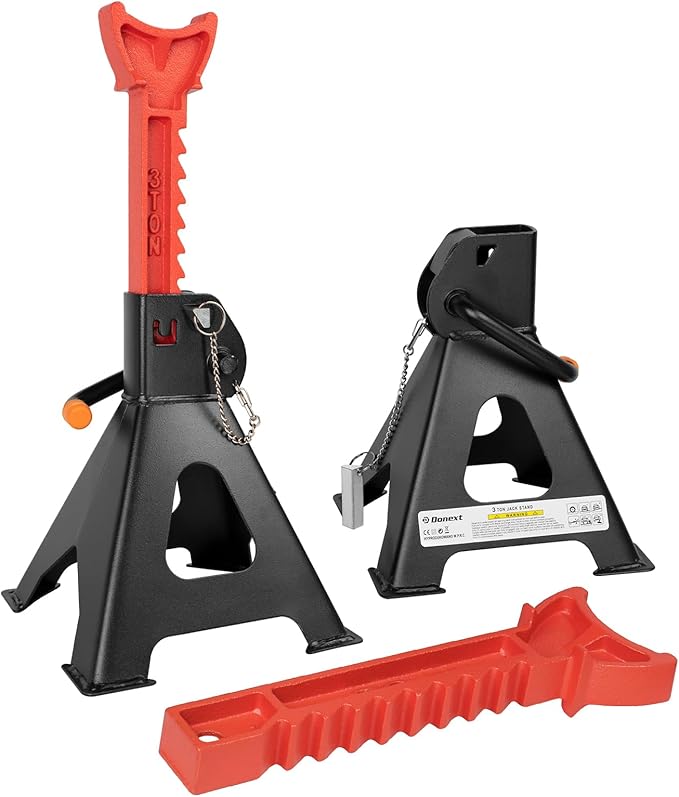 Donext Jack Stands 3 Ton (6,500 lb) Capacity Steel Double Locking, 1 Pair Black Lifting Stand Adjustable Jack Stands