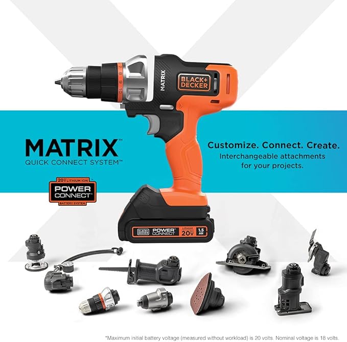 BLACK+DECKER 20V MAX Matrix Cordless Drill/Driver (BDCDMT120C)