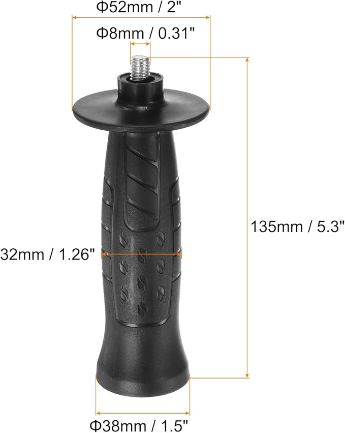 HARFINGTON 4pcs Angle Grinder Side Handle 8mm Thread 135mm Length Plastic Non-Slip Angle Grinder Handle Replacement Auxiliary Sander Handle Tool