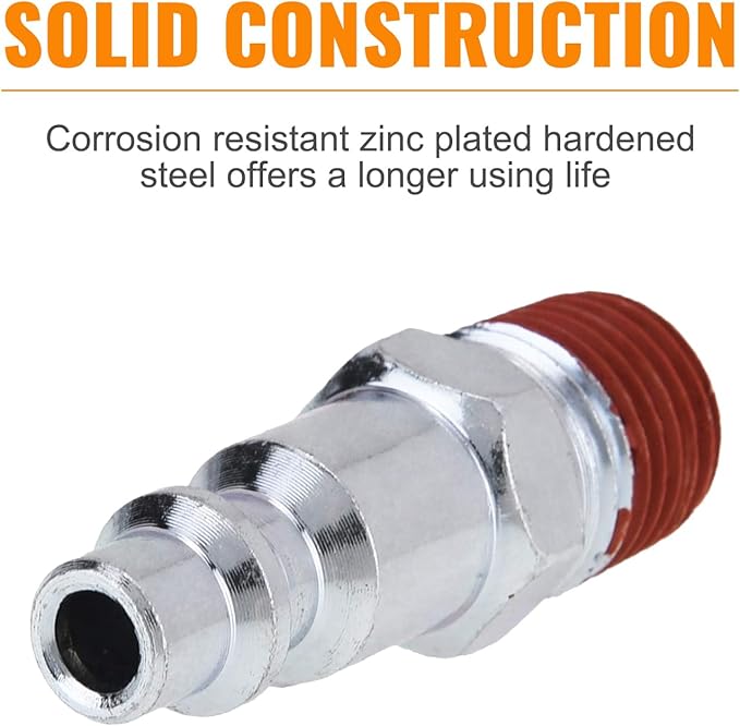 SUNGATOR 35-Pack 1/4 Inch Air Hose Fittings, 1/4'' Male NPT Industrial Plugs Kit, 1/4 Inch Quick Connect Air Line Hose Fittings, 1/4'' Industrial Hose Repair Plugs Kit for Comressor, Auto Shop