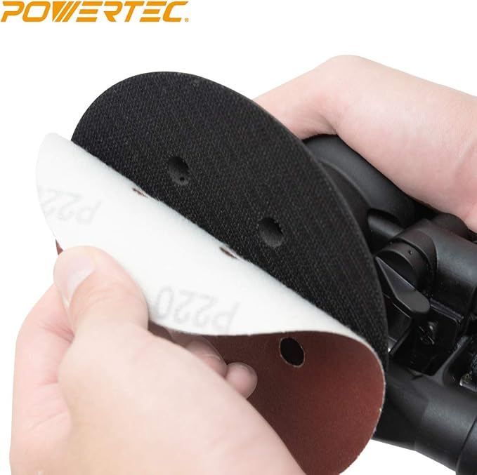 POWERTEC AS63160 Pro Series 6 in Random Orbital Sander - Pneumatic Vacuum Palm Sander 6” x 3/16” Diameter Tool