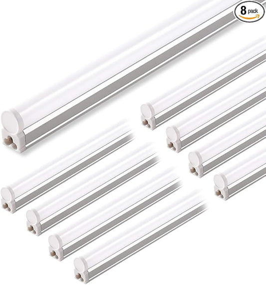 Barrina LED Shop Light, 4 ft 2200lm 6500K (Super Bright White) T5 Fixture, Linkable Shop Lights, Strip Lights, Tube Lights for Garage Warehouse Workshop Basement, ETL Listed, Plug and Play, 8-Pack