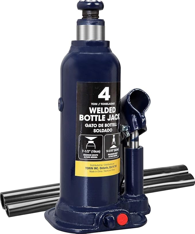 BIG RED 4 Ton (8,000 LBs) Torin Welded Hydraulic Car Bottle Jack for Auto Repair and House Lift, Blue, AT90403UR
