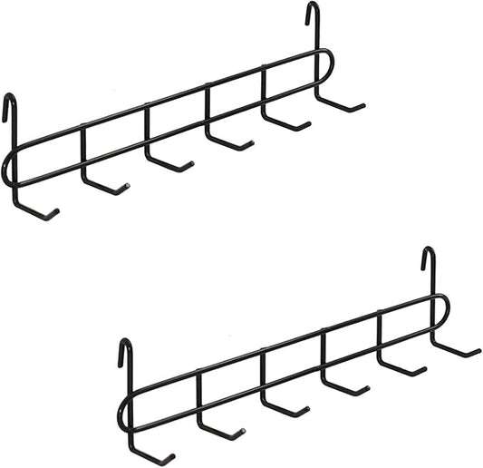 FRIADE Storage Hooks Rack, 2 Pack - Iron Wire Grid Hooks for Wall Mount Storage and Display, 10.7”x 2.8”x1.8 », Black