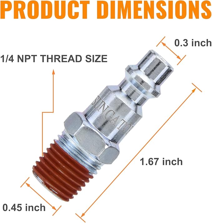 SUNGATOR 35-Pack 1/4 Inch Air Hose Fittings, 1/4'' Male NPT Industrial Plugs Kit, 1/4 Inch Quick Connect Air Line Hose Fittings, 1/4'' Industrial Hose Repair Plugs Kit for Comressor, Auto Shop