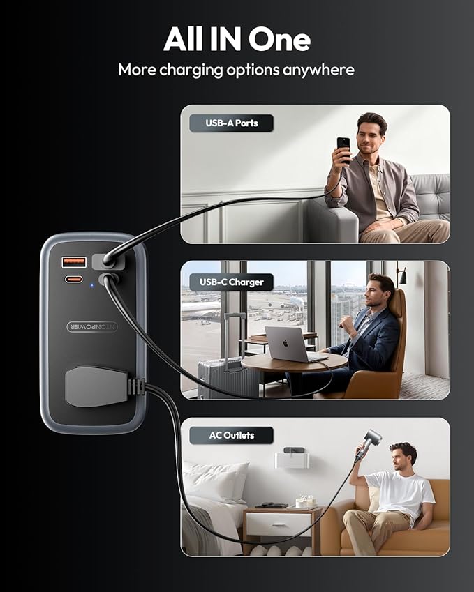 NTONPOWER GAN Ultra 65W USB Charging Station, 7 in 1 Travel Power Strip with 3 Outlets 4 USB (2 USB C), Extension Cord 4ft, Desktop Power Strip Fast Charging Compatible with MacBook, iPhone
