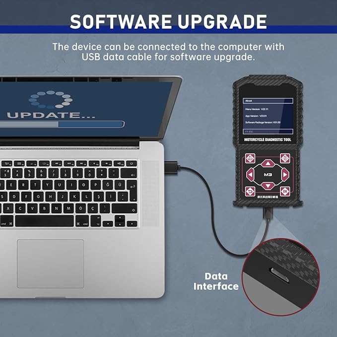 Motorcycle Diagnostic Tool OBD2 Motorcycle Fault Code Readers Scan Tool Motorcycle Code Reader Scaner Compatible with Yamaha 2/3/4P, Kawasaki 4-6P, Honda 4P, OBDII（Not Applicable to Bike）