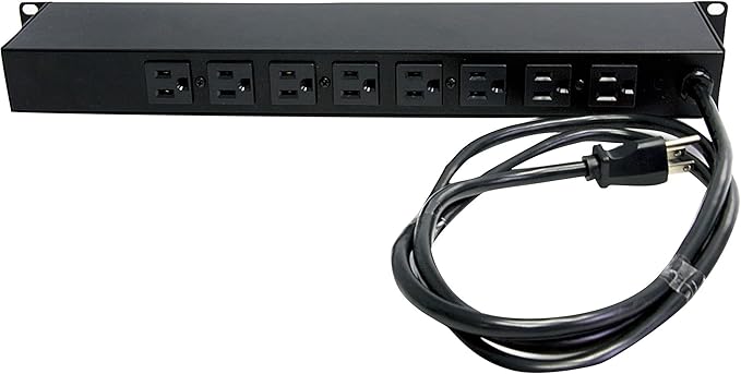 StarTech.com 8 Outlet Horizontal 1U Rack Mount PDU Power Strip for Network Server Racks - Surge Protection - 120V/15A - w/ 6ft Power Cord (RKPW081915)
