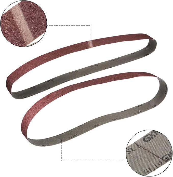 uxcell 2 x 48 Inch Sanding Belt 80 Grit Sand Belts for Belt Sander 3pcs