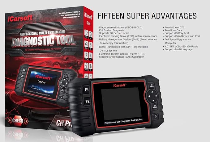 iCarsoft CR Pro Diagnostic Scan Tool,Professional Multi-Brand Multi-System Car Diagnostic Tools