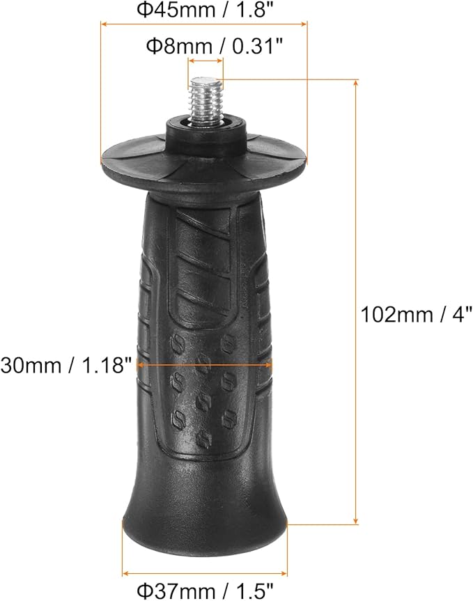 HARFINGTON 2pcs Angle Grinder Side Handle 8mm Thread 102mm Length Plastic Non-Slip Angle Grinder Handle Replacement Auxiliary Sander Handle Tool