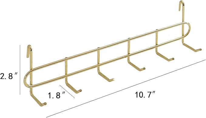 FRIADE Gold Grid Hooks Rack for Wall Grid Panel,Hanging Hooks for Wall Grid Storage and Display，Size 10.7”x 2.8”x1.8 ”，2 Pack