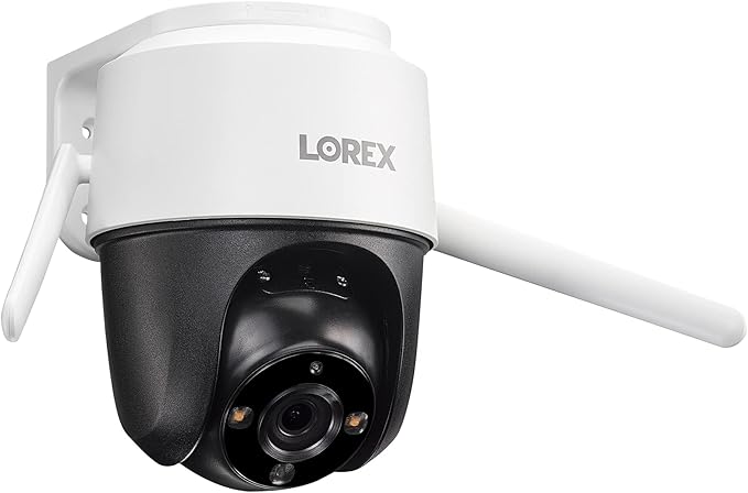 Lorex 2K Pan-Tilt Indoor/Outdoor WiFi Security Camera - Home Security Camera with 360 View Auto-Tracking, Color Night Vision, Person Detection, and Warning - Free 32GB Micro SD Card (2K White)